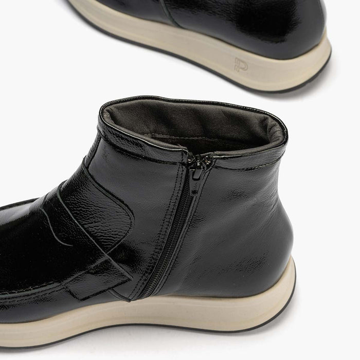 Pitillos Botín Charol Para Mujer Color Negro