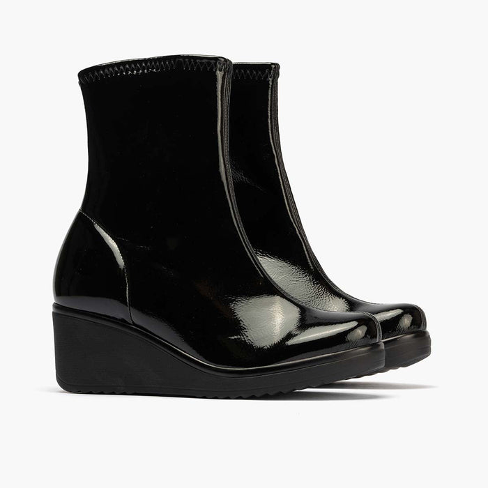 pitillos Botín Charol Strech de mujer color negro