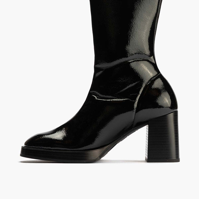 Pitillos Botín Charol Strech De Mujer Color Negro