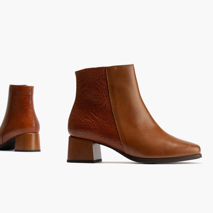 Pitillos Botín Combinado De Mujer Color Cuero