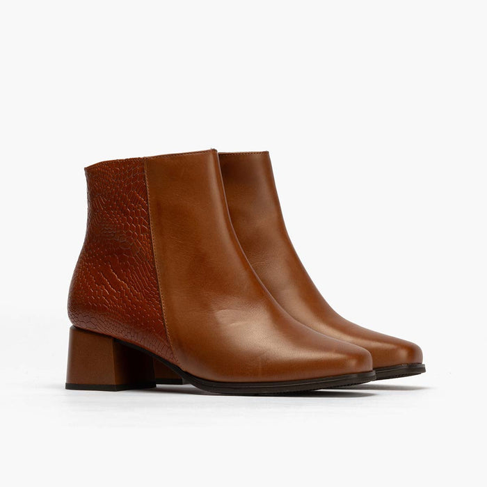 pitillos Botín Combinado de mujer color cuero