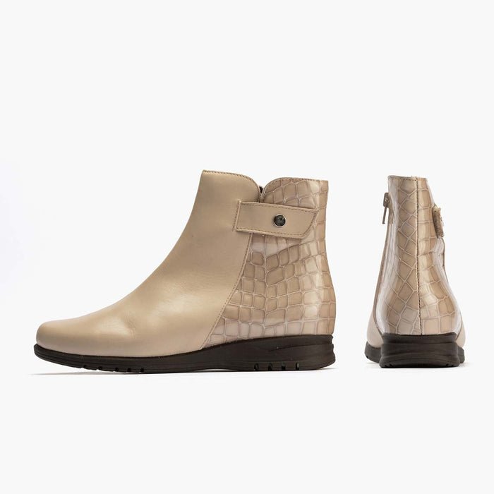 Pitillos Botín Combinado Para Mujer Color Piedra