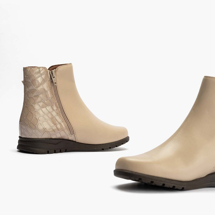 Pitillos Botín Combinado Para Mujer Color Piedra