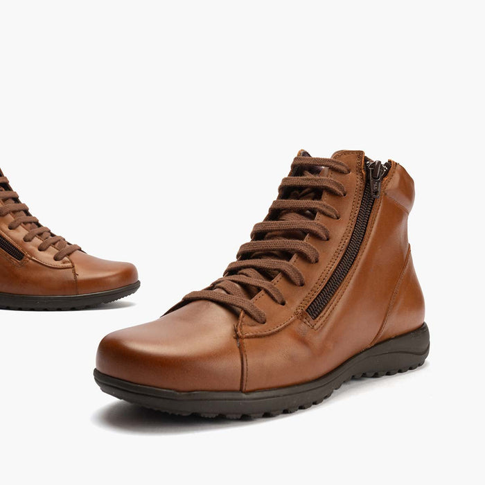 Pitillos Botín Con Cremallera Mujer Color Cuero