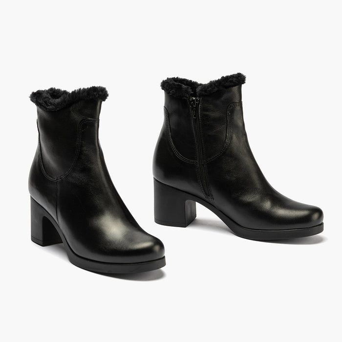 Pitillos Botín Con Pelo De Mujer Color Negro