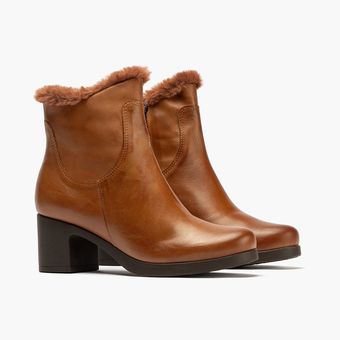 Pitillos Botín Con Pelo Mujer Color Cuero