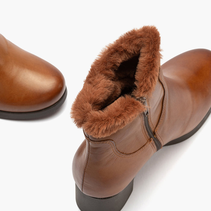 Pitillos Botín Con Pelo Mujer Color Cuero