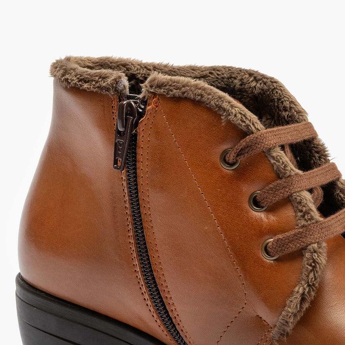 Pitillos Botín Con Pelo Para Mujer Color Cuero