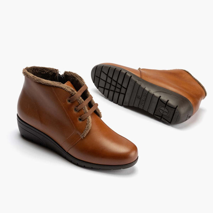 Pitillos Botín Con Pelo Para Mujer Color Cuero