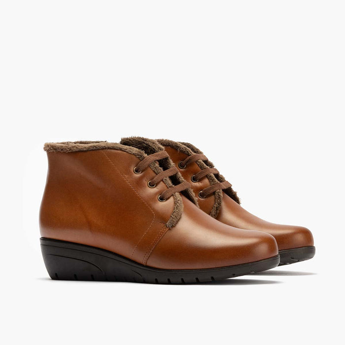 pitillos Botín con Pelo para mujer color cuero