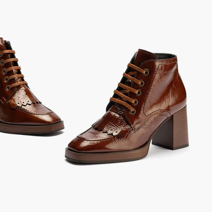 Pitillos Botín Flecos De Mujer Color Cuero