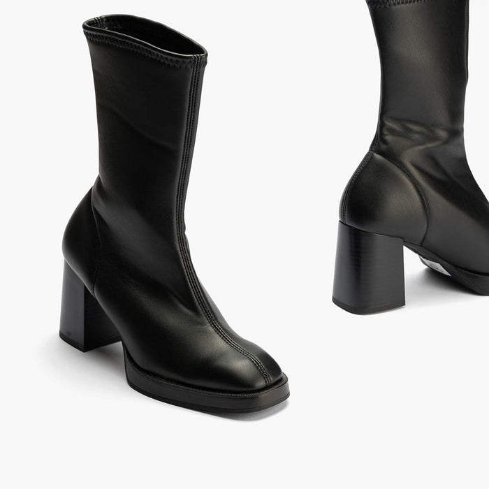 Pitillos Botín Napa Strech De Mujer Color Negro