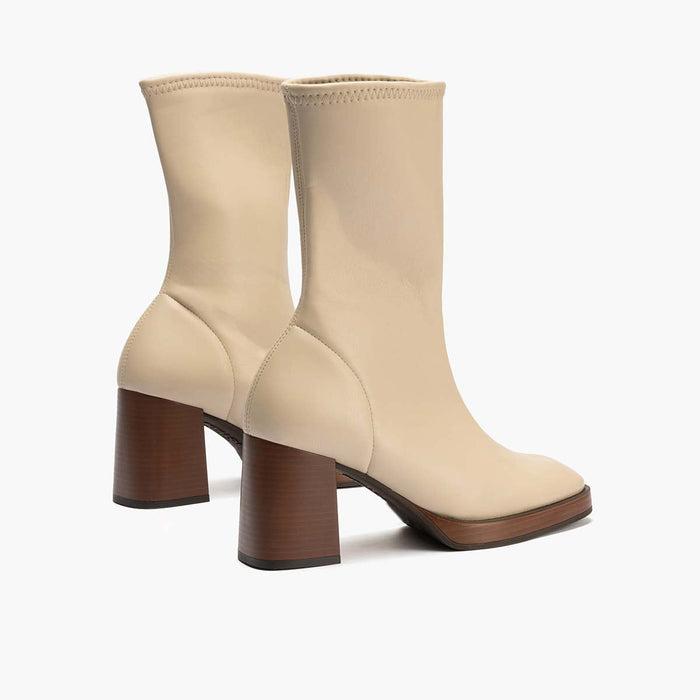 Pitillos Botín Napa Strech Mujer Color Piedra