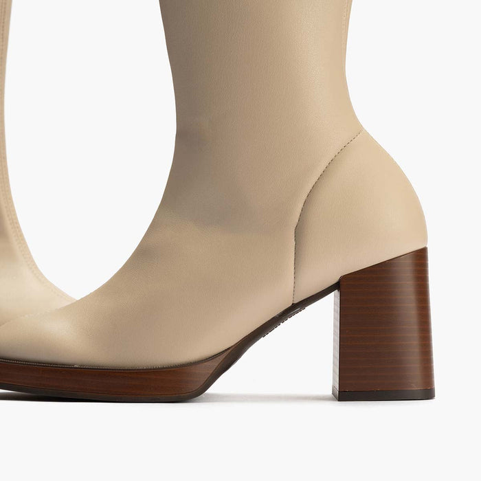 Pitillos Botín Napa Strech Mujer Color Piedra