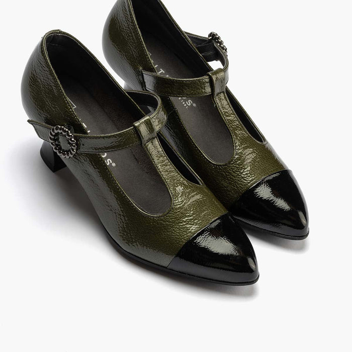 Pitillos Gilda Combinado Charol Mujer Color Verde