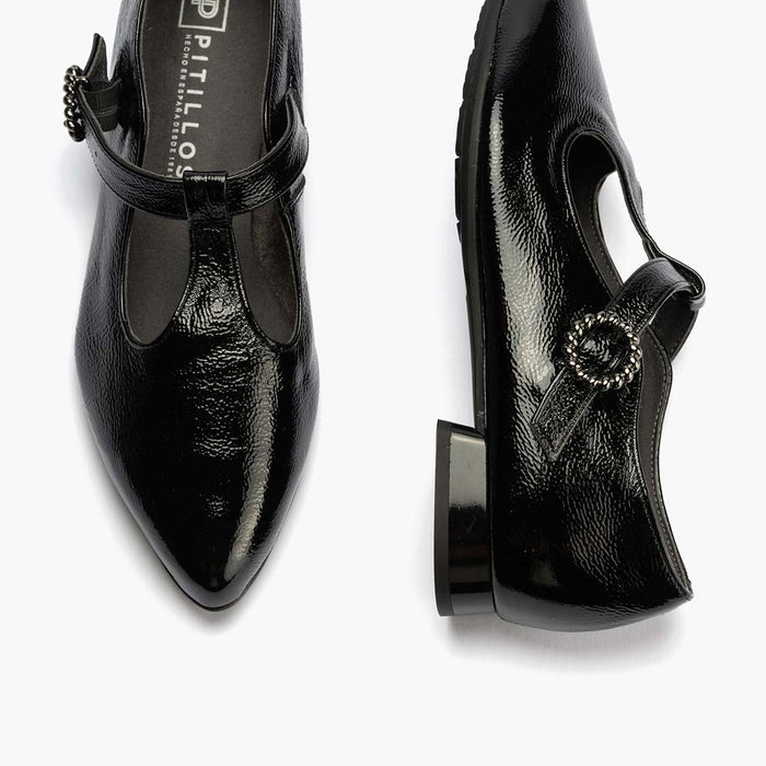 Pitillos Gilda En Charol Para Mujer Color Negro