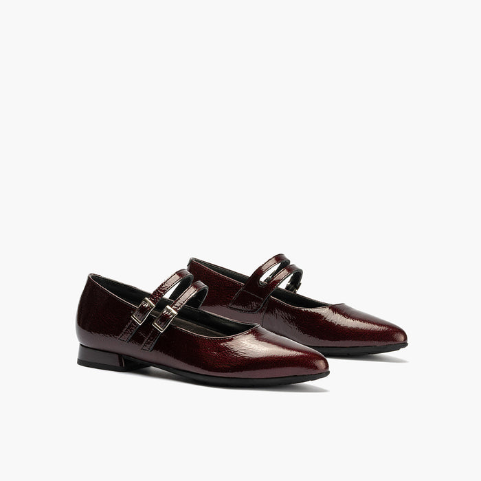 pitillos Mercedes en Charol de mujer color burdeos