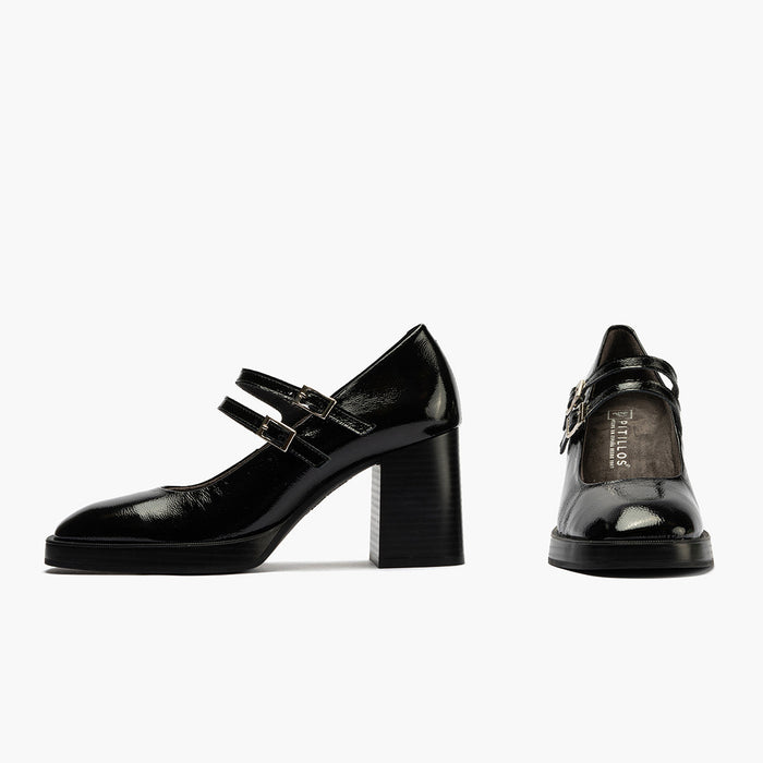 Pitillos Mercedes En Charol De Mujer Color Negro