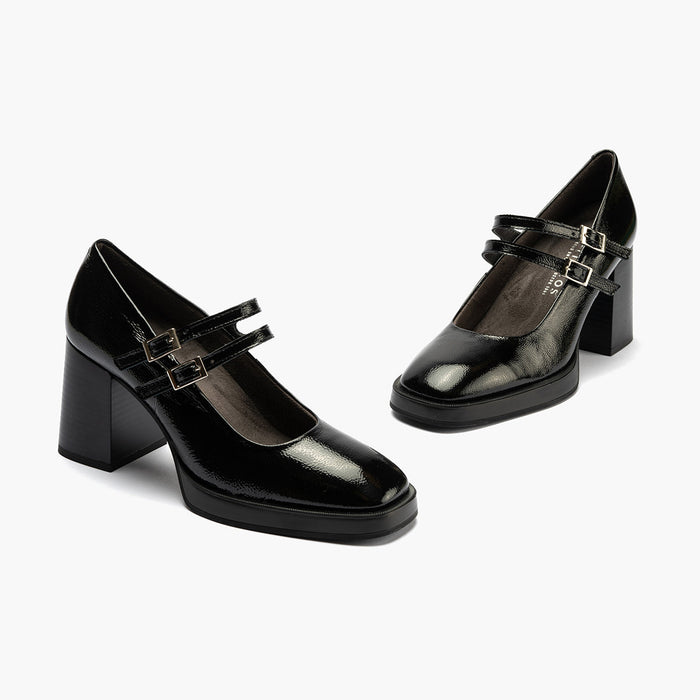 Pitillos Mercedes En Charol De Mujer Color Negro