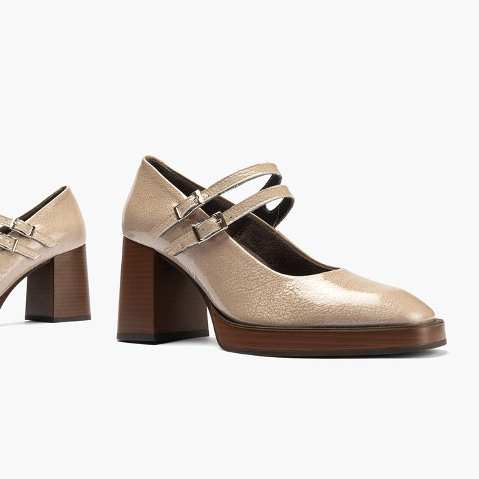 Pitillos Mercedes En Charol Mujer Color Piedra