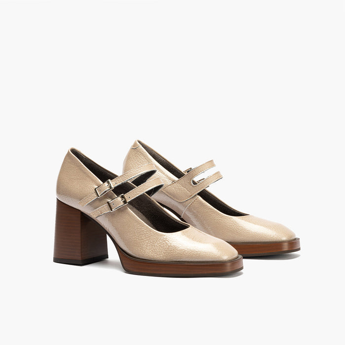 pitillos Mercedes en Charol mujer color piedra