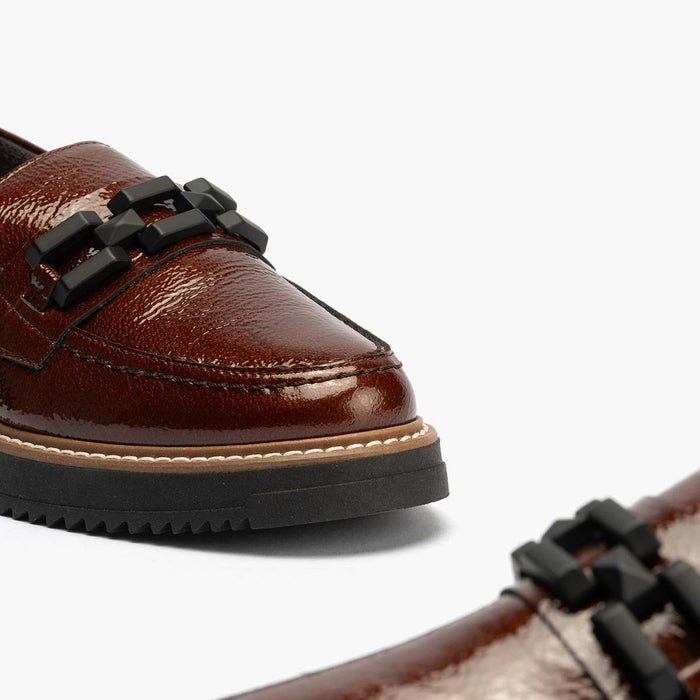 Pitillos Mocasín Adorno De Mujer Color Cuero