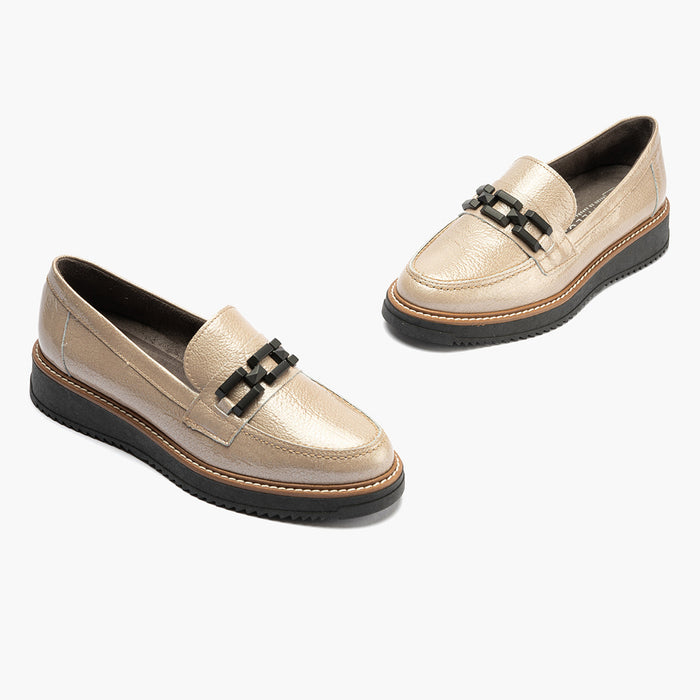 Pitillos Mocasín Adorno De Mujer Color Piedra