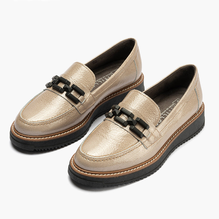 Pitillos Mocasín Adorno De Mujer Color Piedra