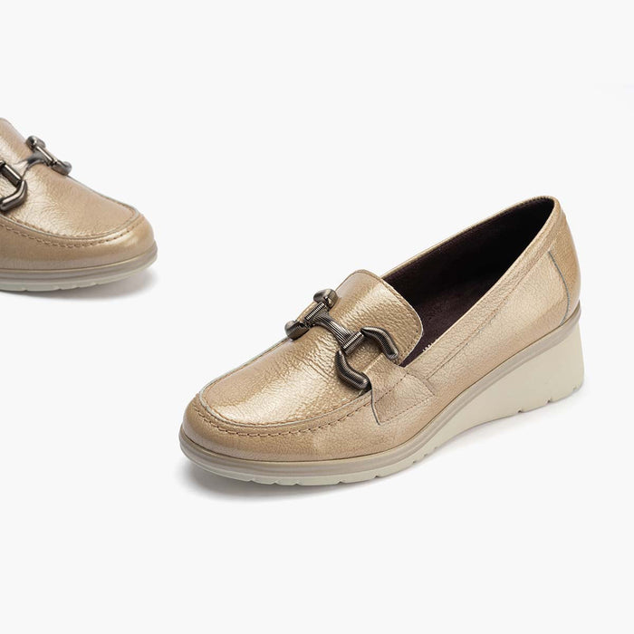 Pitillos Mocasín Adorno De Mujer Color Piedra