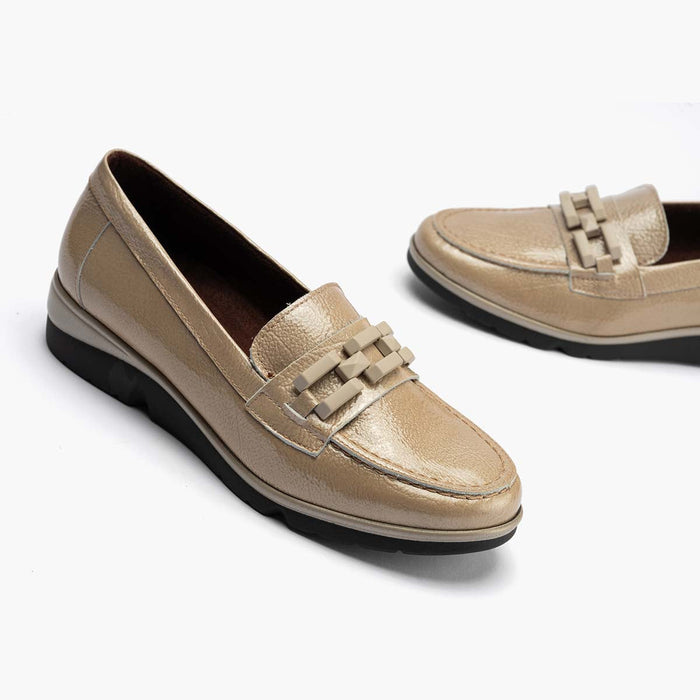 Pitillos Mocasín Adorno De Mujer Color Piedra