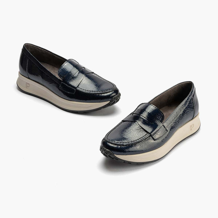 Pitillos Mocasín Charol De Mujer Color Marino