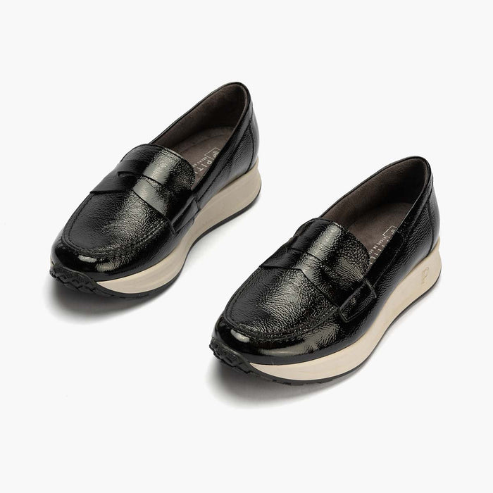 Pitillos Mocasín Charol De Mujer Color Negro
