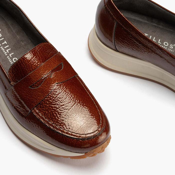 Pitillos Mocasín Charol Para Mujer Color Cuero