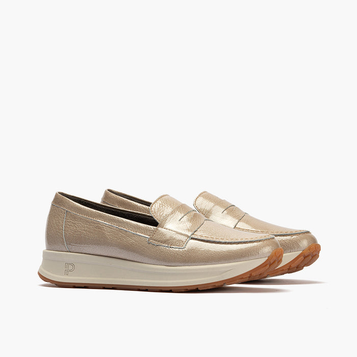 pitillos Mocasín Charol para mujer color piedra