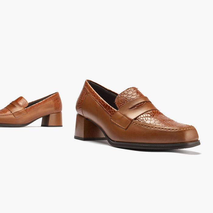 Pitillos Mocasín Combinado Para Mujer Color Cuero