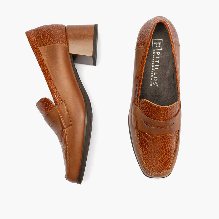 Pitillos Mocasín Combinado Para Mujer Color Cuero