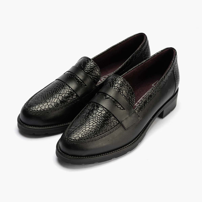 Pitillos Mocasín Combinado Para Mujer Color Negro