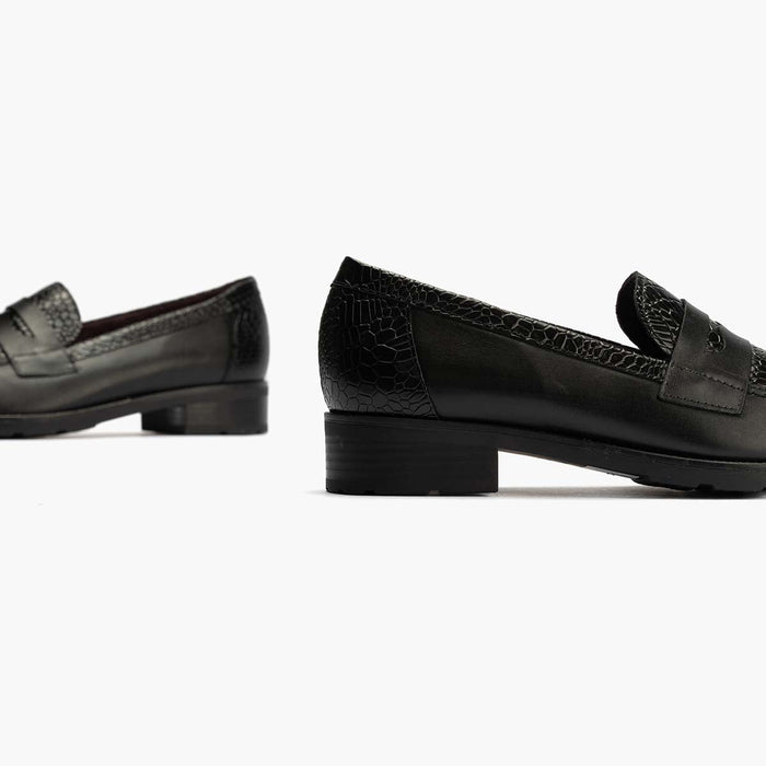 Pitillos Mocasín Combinado Para Mujer Color Negro