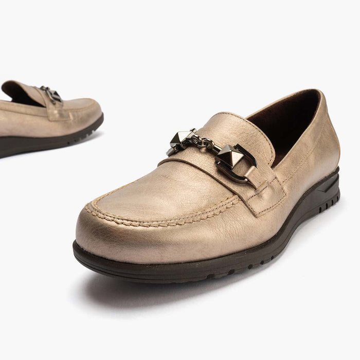 Pitillos Mocasín Con Adorno De Mujer Color Piedra