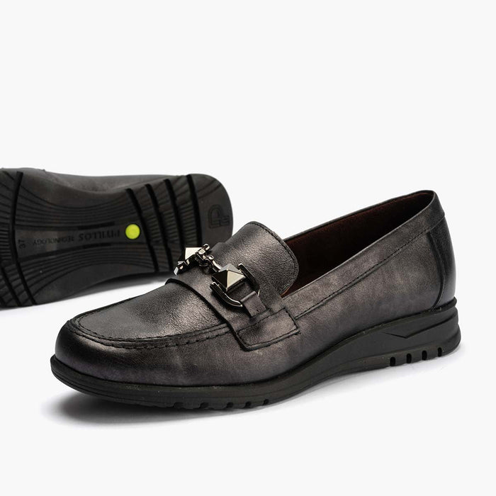 Pitillos Mocasín Con Adorno Mujer Color Antracita