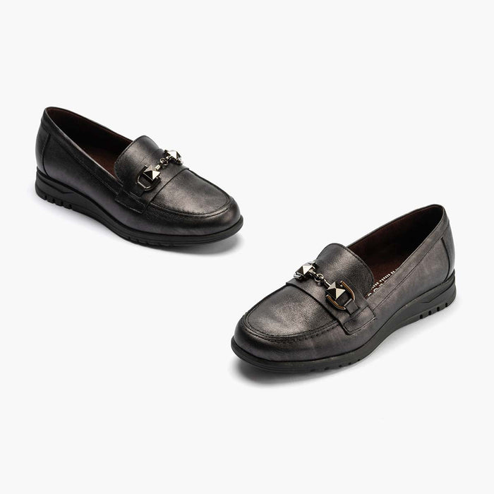 Pitillos Mocasín Con Adorno Mujer Color Antracita