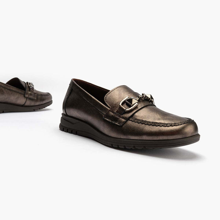 Pitillos Mocasín Con Adorno Mujer Color Bronce