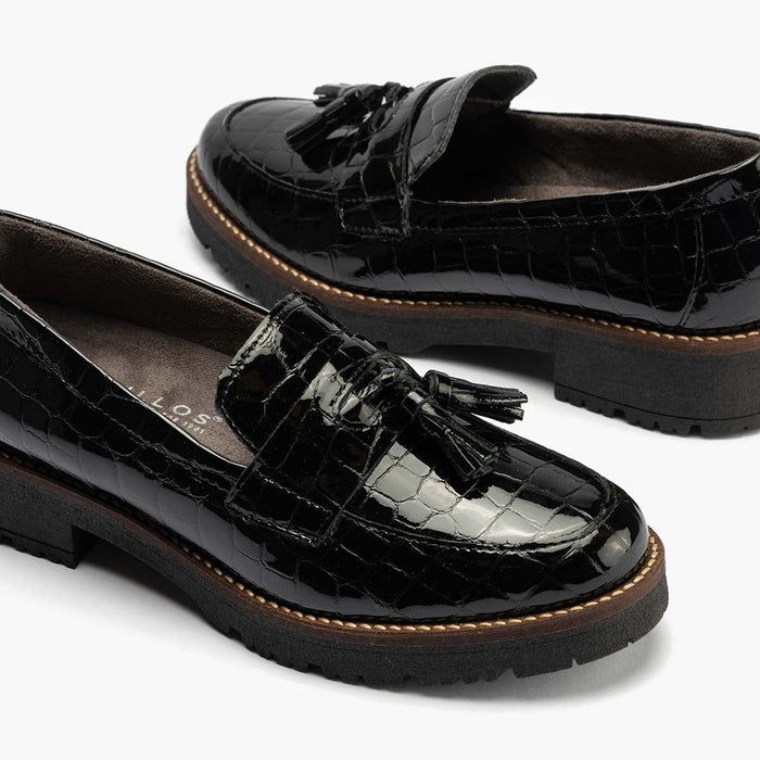 Pitillos Mocasín Con Borlas Mujer Color Negro