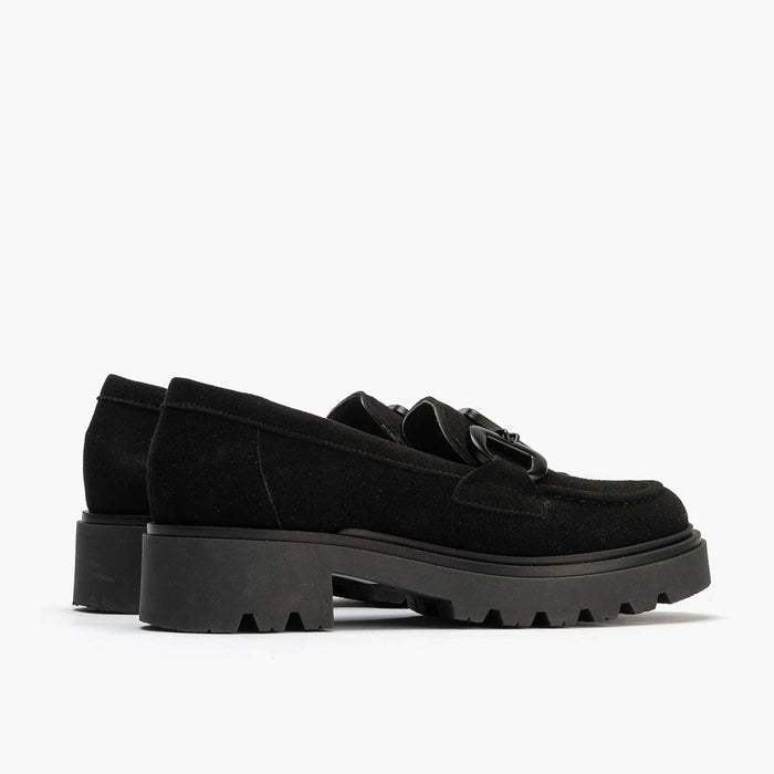 Pitillos Mocasín En Ante Mujer Color Negro