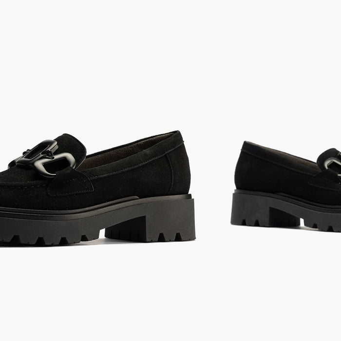 Pitillos Mocasín En Ante Mujer Color Negro