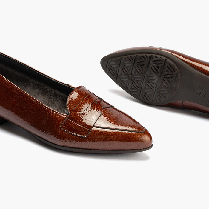 Pitillos Mocasín En Charol Mujer Color Cuero