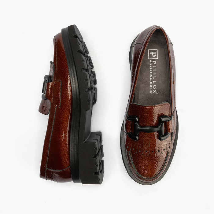 Pitillos Mocasín En Charol Para Mujer Color Cuero