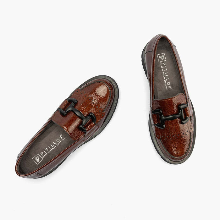 Pitillos Mocasín En Charol Para Mujer Color Cuero
