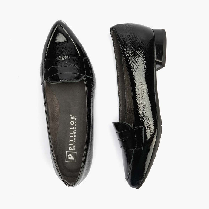Pitillos Mocasín En Charol Para Mujer Color Negro
