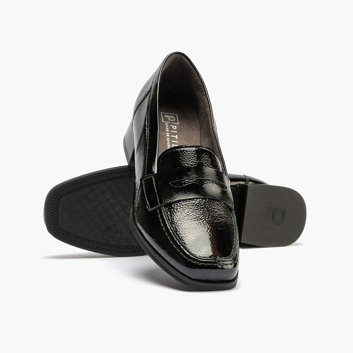 Pitillos Mocasín En Charol Para Mujer Color Negro